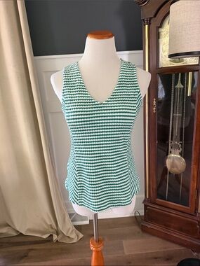 💘Maeve Green and White Striped V-Neck Tank
